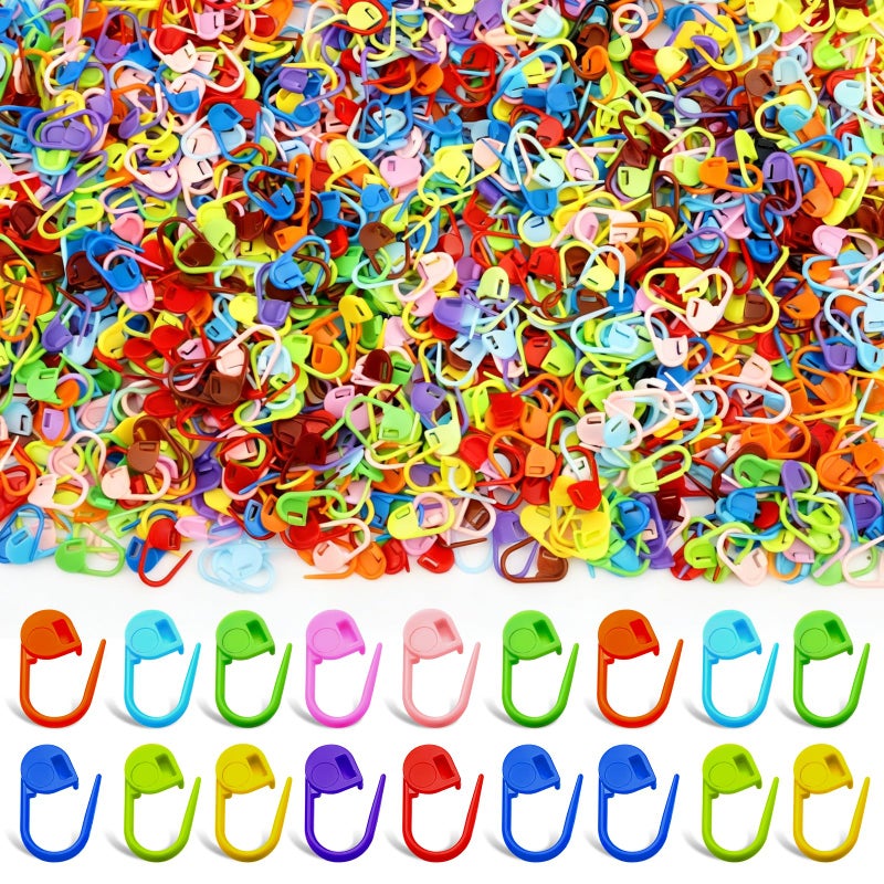 Mayboos 500 Pieces Colorful Knitting Markers Crochet Clips, Knitting Crochet Stitch Markers, Stitch Counter Needle Clips for Knitting DIY Craft Plastic Safety Pins - Image 1